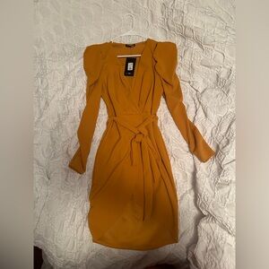 Mustard Yellow Long Sleeve Mini Dress - Woman Large